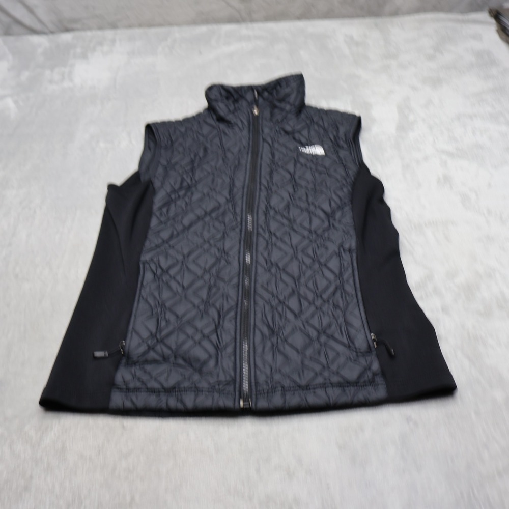 North Face Vest Womens Medium Black ThermoBall Hybrid Quilted Insulated Outdoor